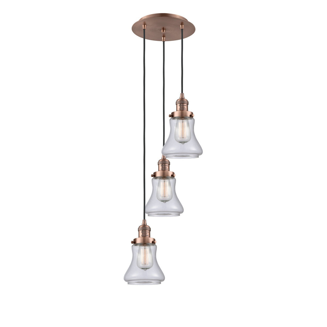 Innovations Franklin Restoration 113F-3P-AC-G192 Pendant Light - Antique Copper
