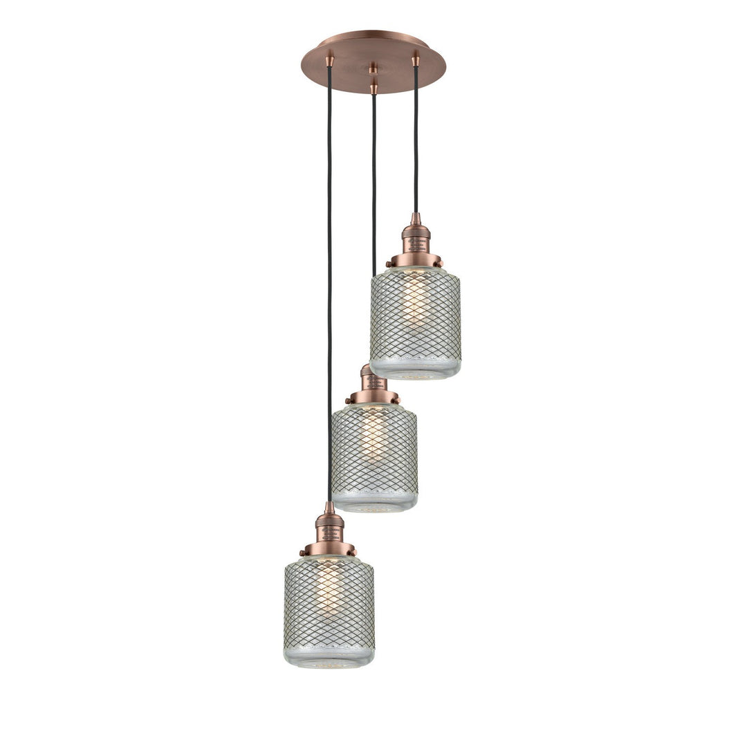 Innovations Franklin Restoration 113F-3P-AC-G262 Pendant Light - Antique Copper
