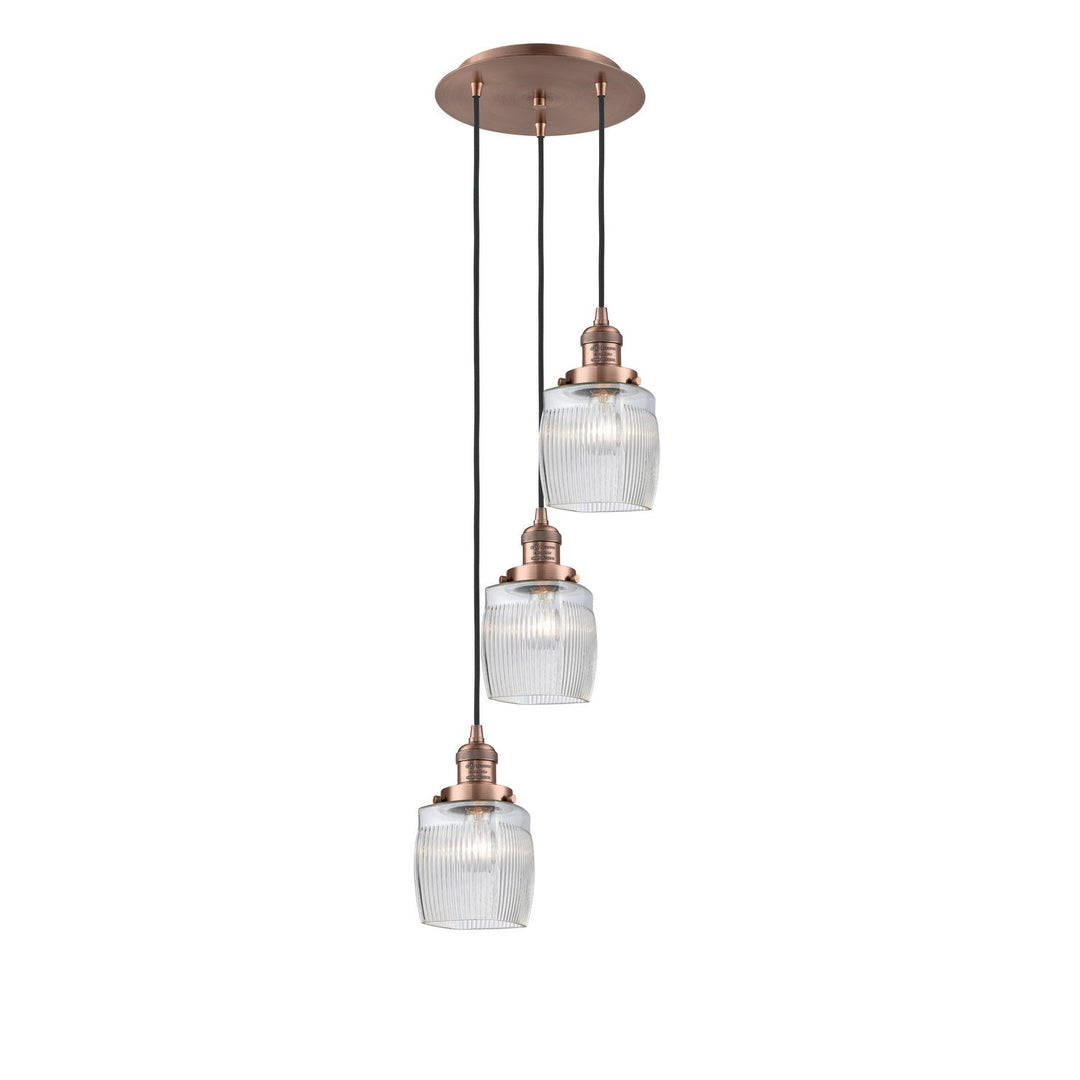 Innovations Franklin Restoration 113F-3P-AC-G302 Pendant Light - Antique Copper