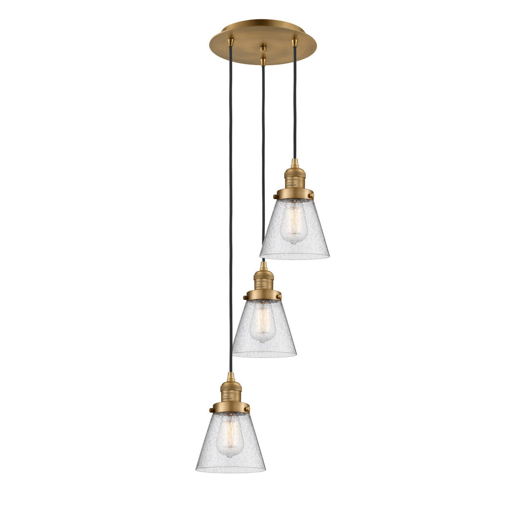 Innovations Franklin Restoration 113F-3P-BB-G64 Pendant Light - Brushed Brass