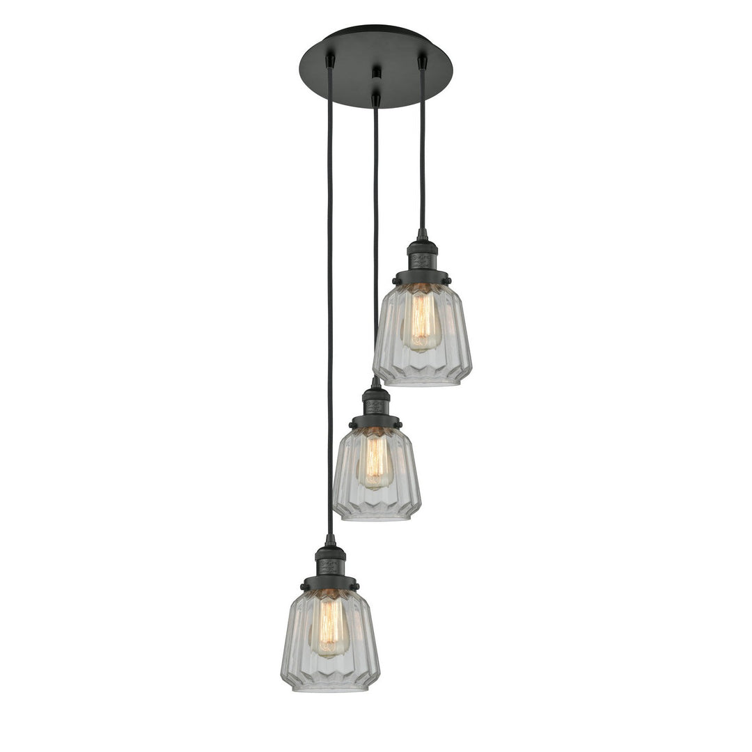 Innovations Franklin Restoration 113F-3P-BK-G142 Pendant Light - Matte Black