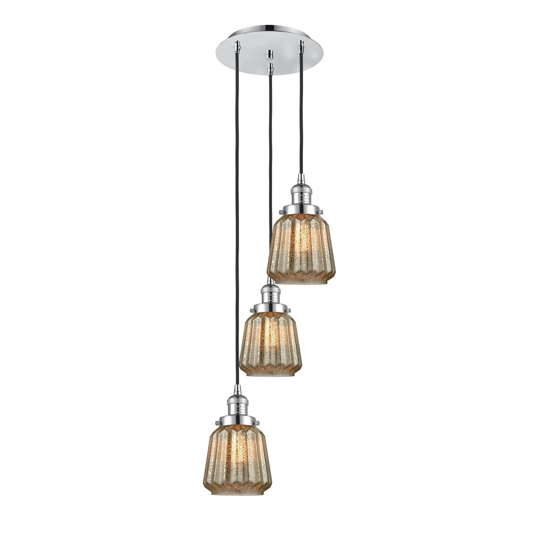 Innovations Franklin Restoration 113F-3P-PC-G146 Pendant Light - Polished Chrome