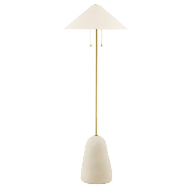 Mitzi Lighting HL692401-AGB/CBG  Maia Lamp Aged Brass/Ceramic Textured Beige