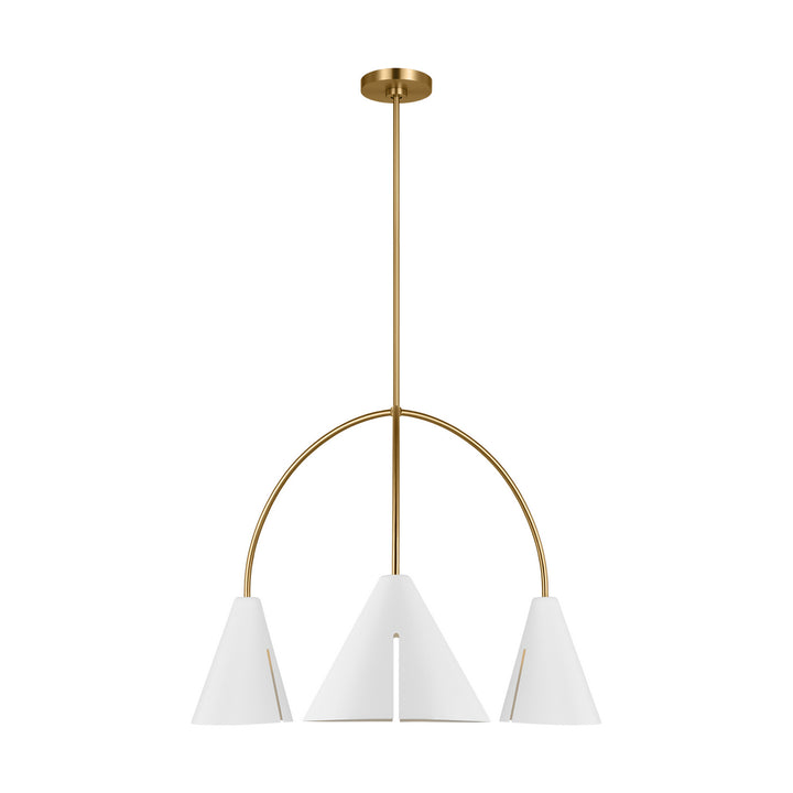 Visual Comfort Studio Cambre KC1113MWTBBS-L1 Chandelier Light - Matte White and Burnished Brass