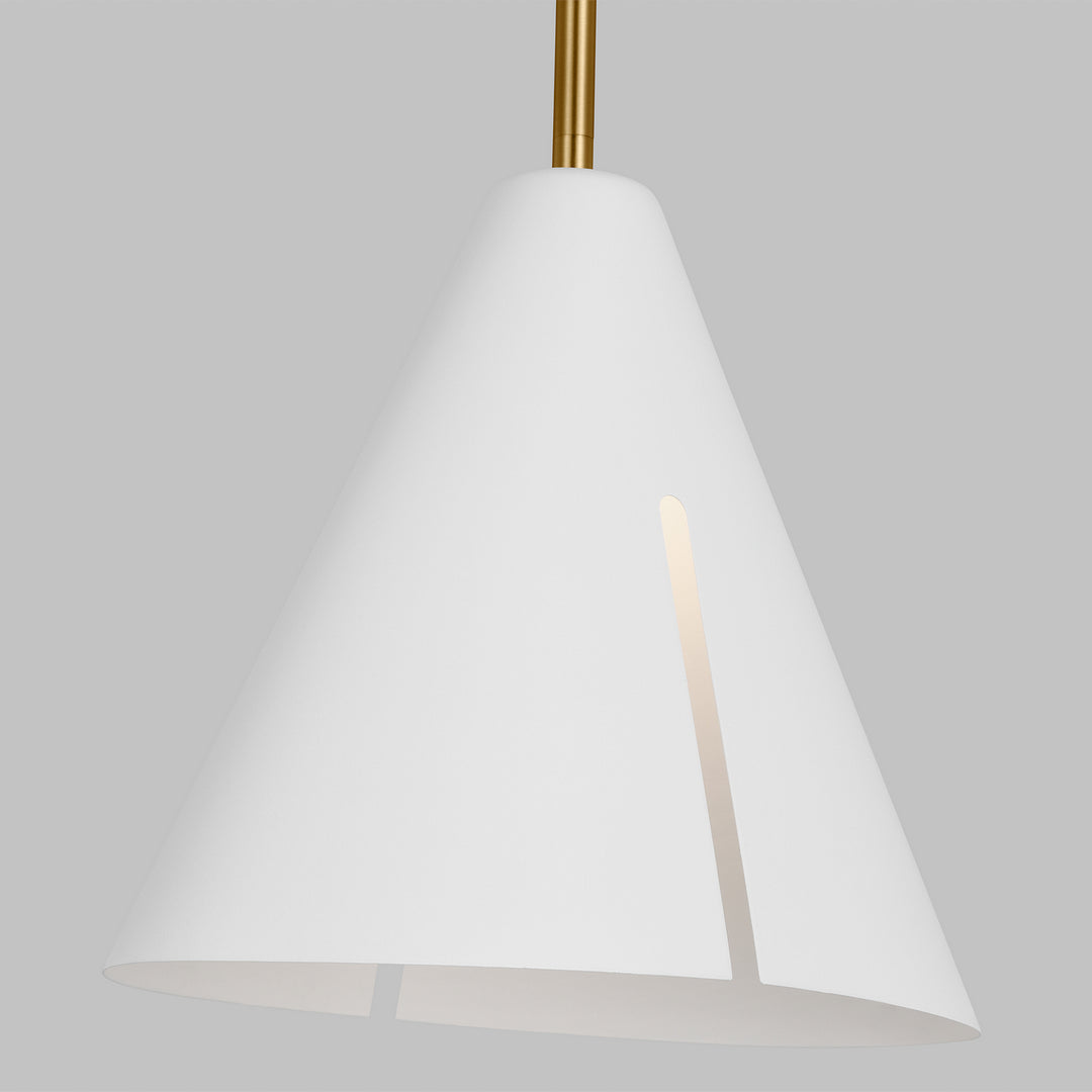 Visual Comfort Studio Cambre KP1131MWTBBS-L1 Pendant Light - Matte White and Burnished Brass