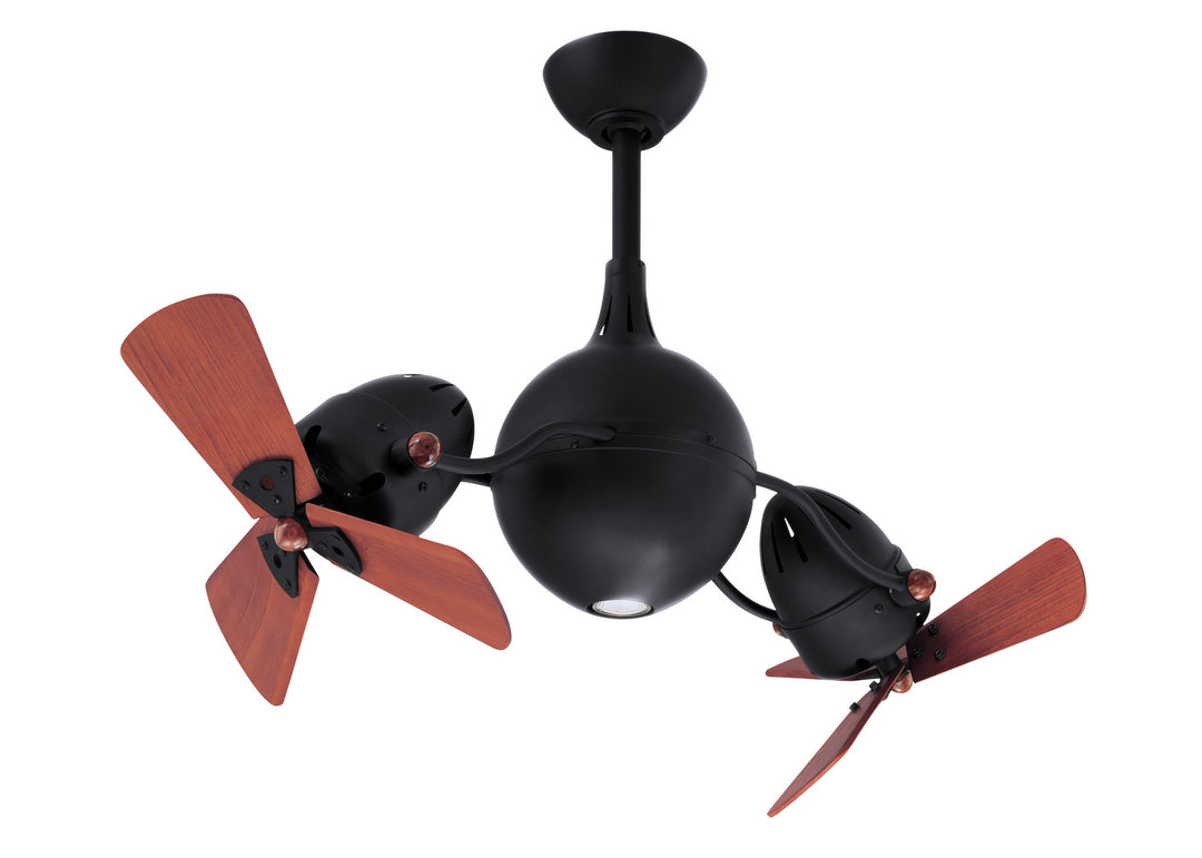 Matthews Fan Company Acqua AQ-BK-WD Ceiling Fan - Matte Black, Mahogany Tone/