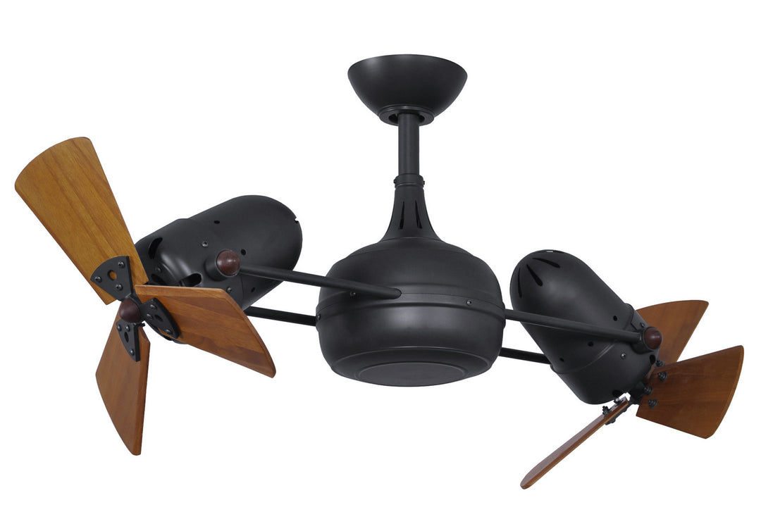 Matthews Fan Company Dagny DG-BK-WD Ceiling Fan - Matte Black, Mahogany Tone/