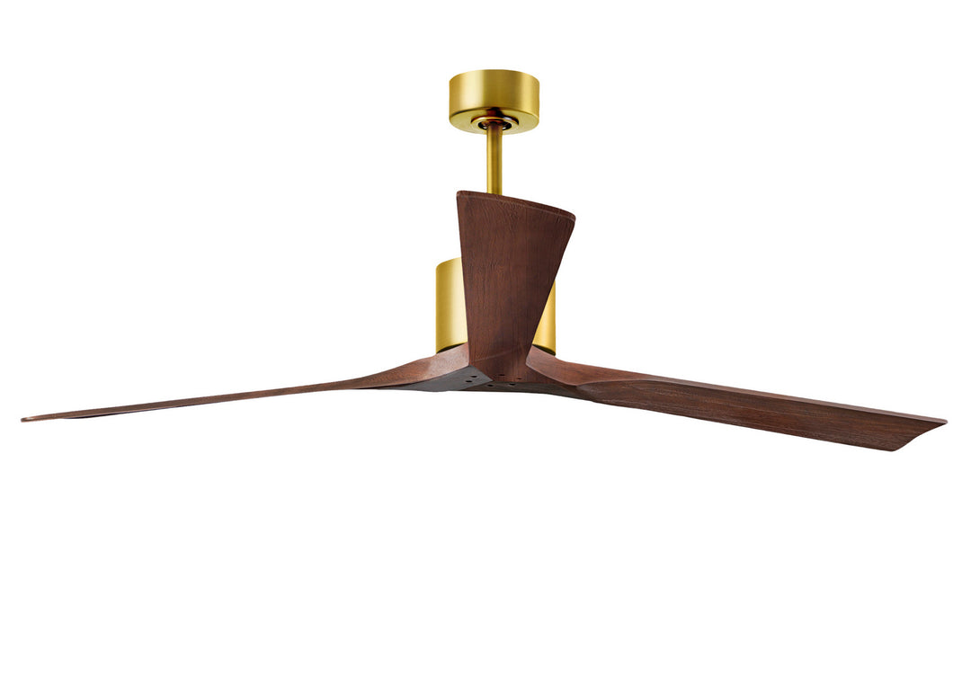 Matthews Fan Company Nan XL NKXL-BRBR-WA-72 Ceiling Fan - Brushed Brass, Walnut/