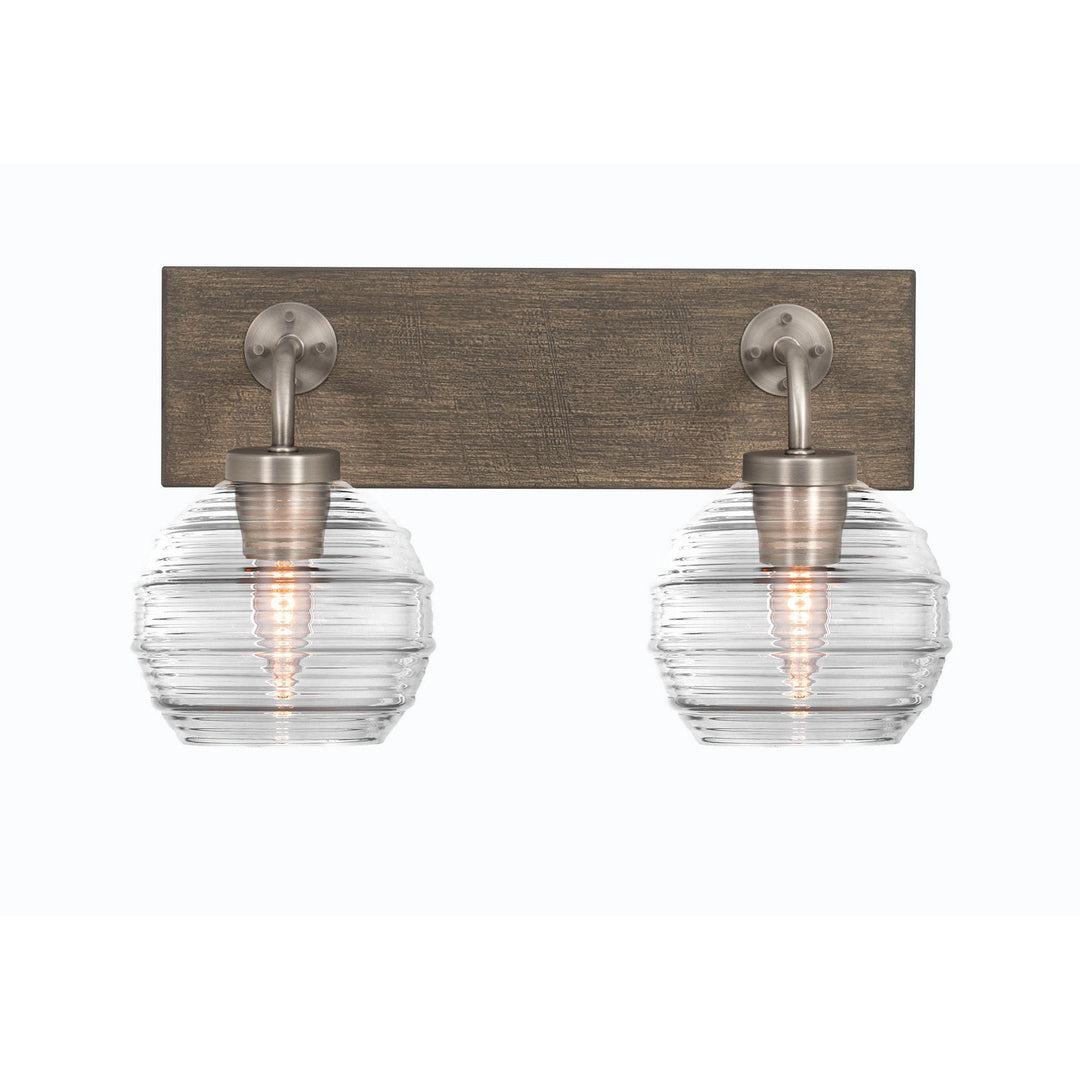 Toltec Oxbridge 1772-gpdw-5110 Bath Vanity Light 17 in. wide - Graphite & Painted Distressed Wood-look