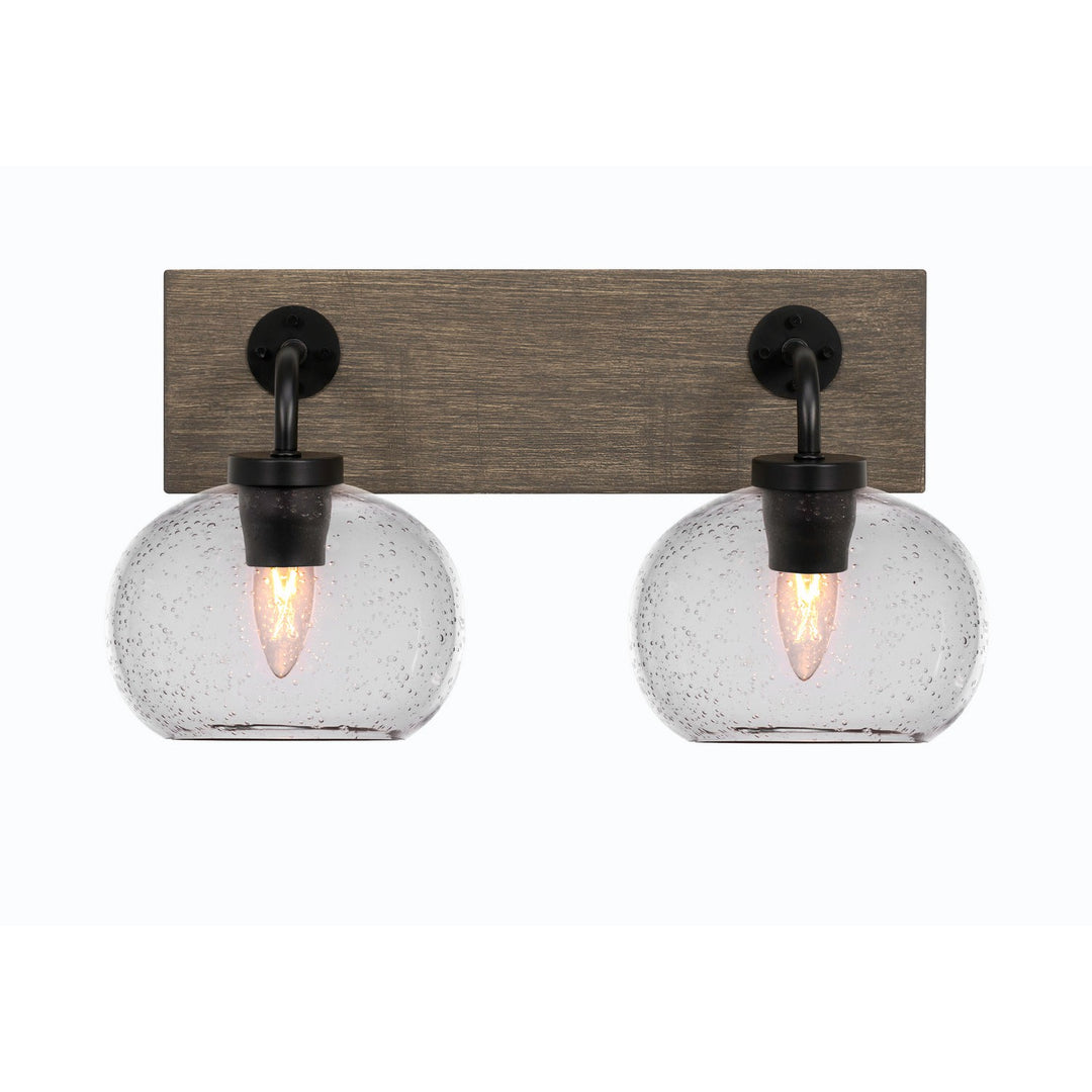 Toltec Oxbridge 1772-mbdw-202 Bath Vanity Light 18 in. wide - Matte Black & Painted Distressed Wood-look