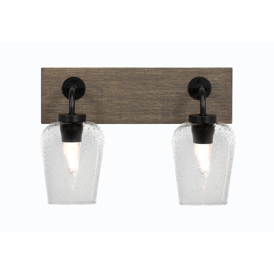 Toltec Oxbridge 1772-mbdw-210 Bath Vanity Light 16 in. wide - Matte Black & Painted Distressed Wood-look