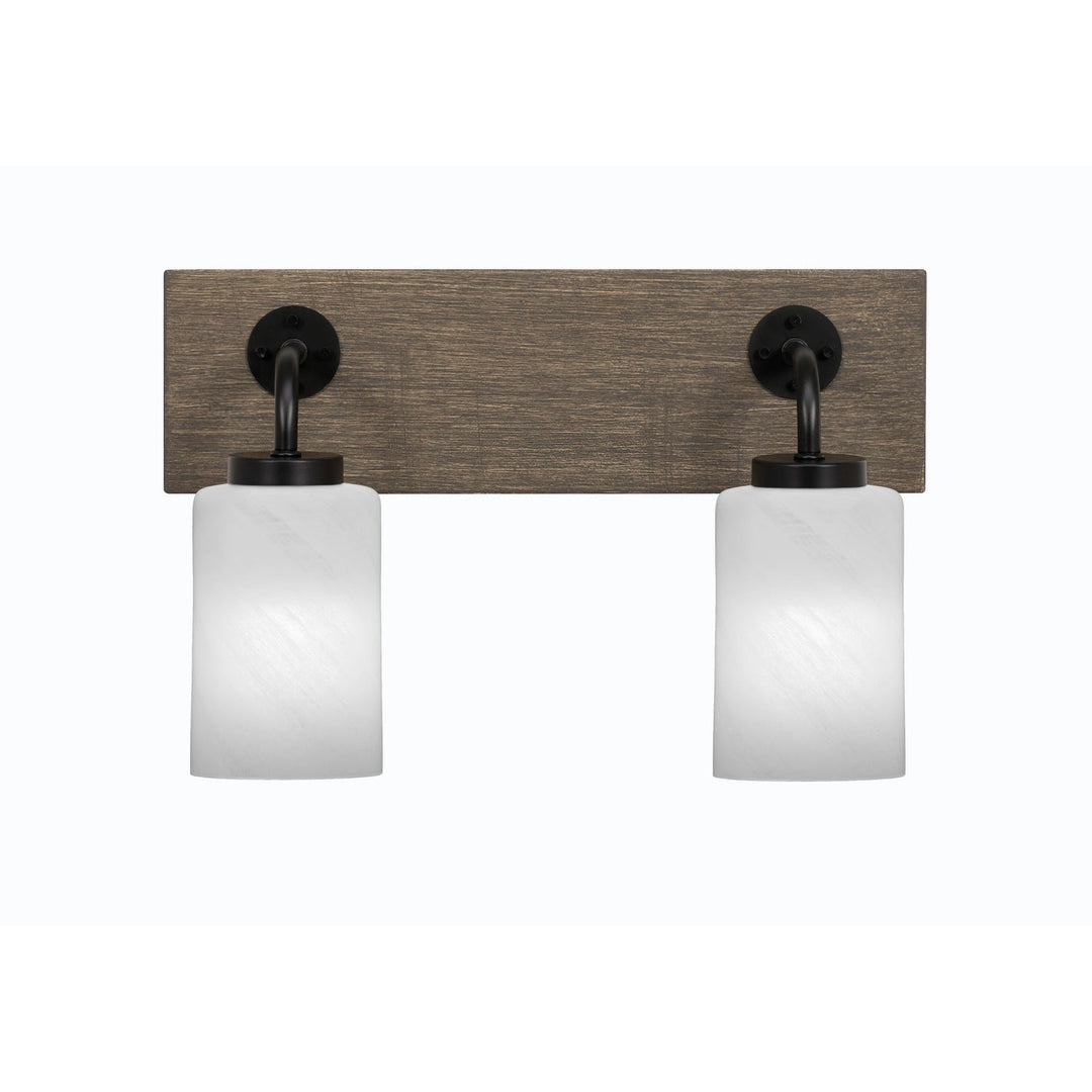 Toltec Oxbridge 1772-mbdw-3001 Bath Vanity Light 16 in. wide - Matte Black & Painted Distressed Wood-look