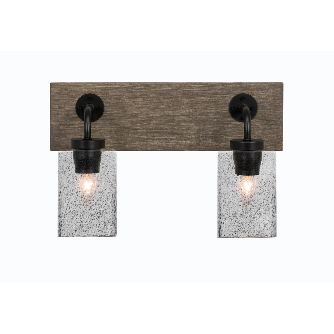 Toltec Oxbridge 1772-mbdw-3002 Bath Vanity Light 16 in. wide - Matte Black & Painted Distressed Wood-look