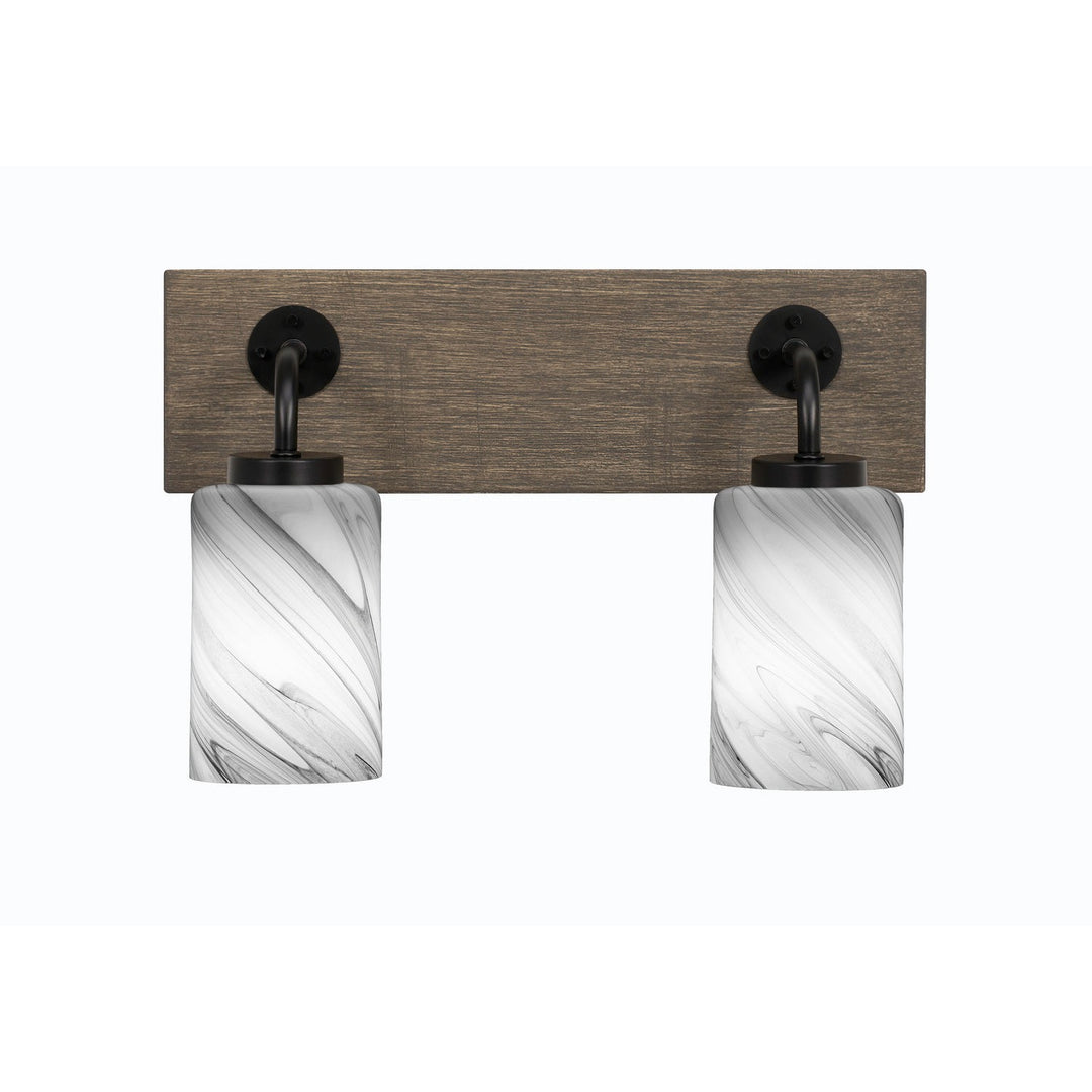 Toltec Oxbridge 1772-mbdw-3009 Bath Vanity Light 16 in. wide - Matte Black & Painted Distressed Wood-look