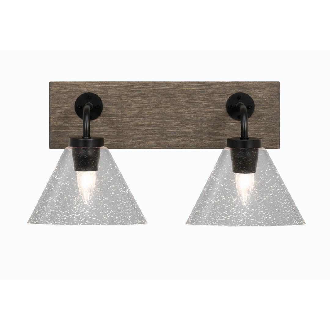 Toltec Oxbridge 1772-mbdw-302 Bath Vanity Light 18 in. wide - Matte Black & Painted Distressed Wood-look