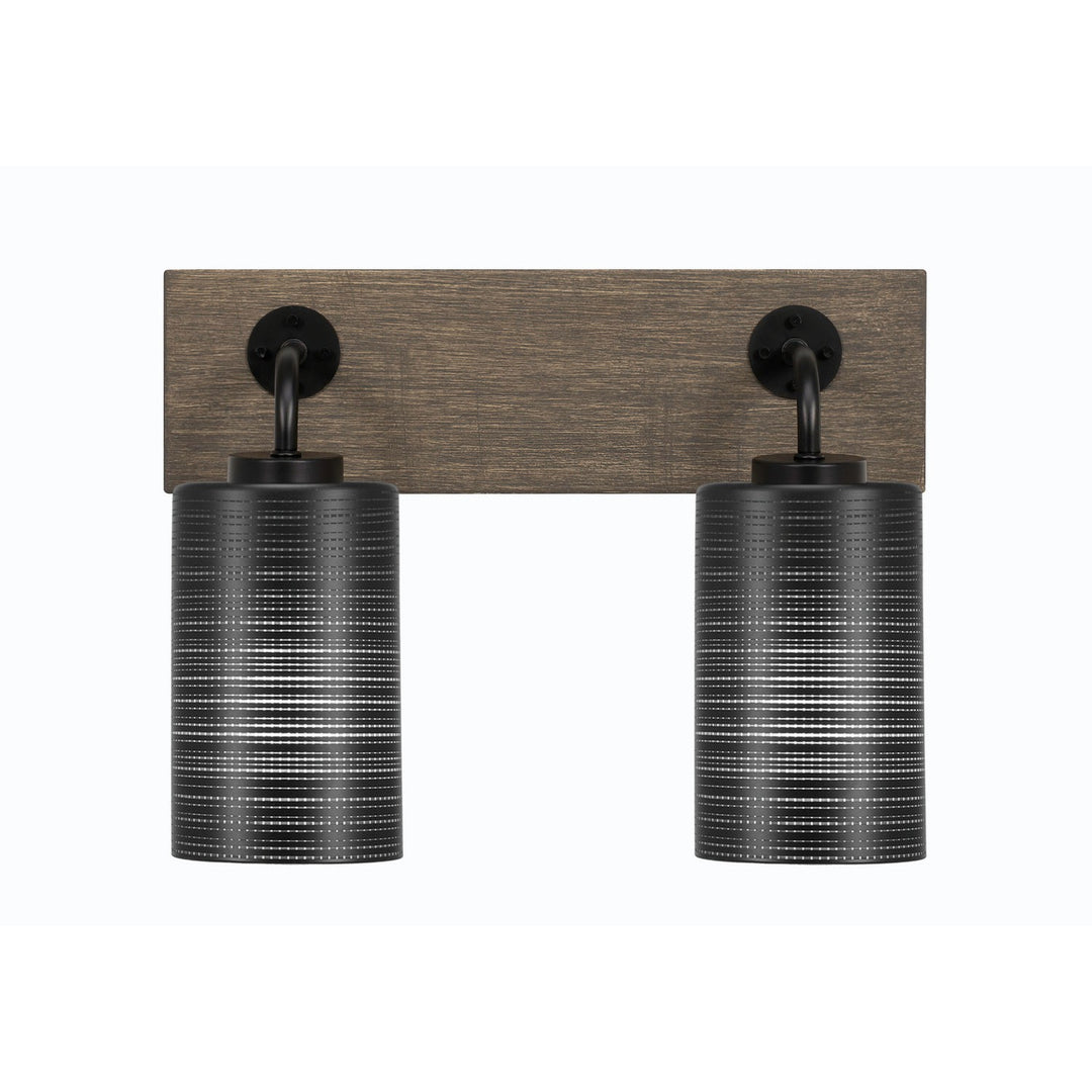 Toltec Oxbridge 1772-mbdw-4069 Bath Vanity Light 16 in. wide - Matte Black & Painted Distressed Wood-look