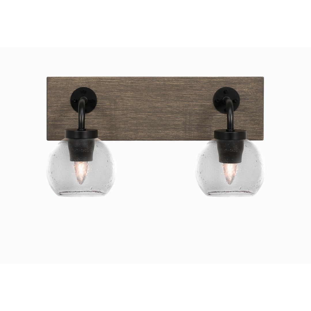 Toltec Oxbridge 1772-mbdw-4100 Bath Vanity Light 17 in. wide - Matte Black & Painted Distressed Wood-look