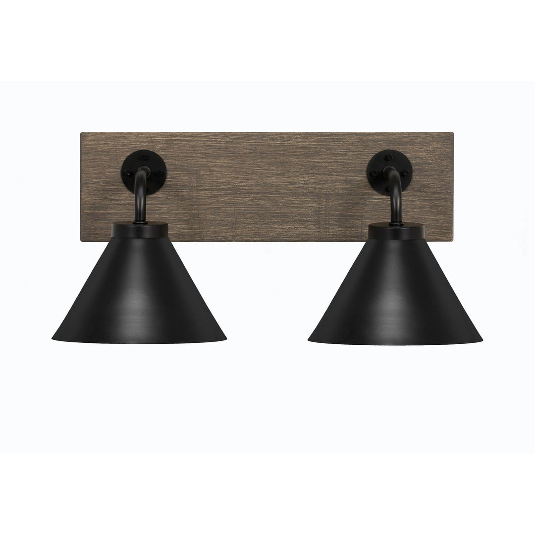 Toltec Oxbridge 1772-mbdw-421-mb Bath Vanity Light 18 in. wide - Matte Black & Painted Distressed Wood-look