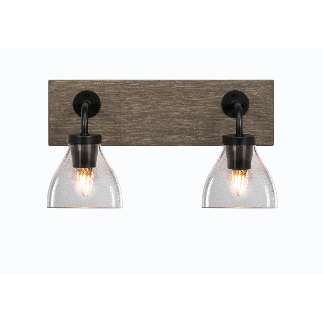 Toltec Oxbridge 1772-mbdw-4760 Bath Vanity Light 17 in. wide - Matte Black & Painted Distressed Wood-look