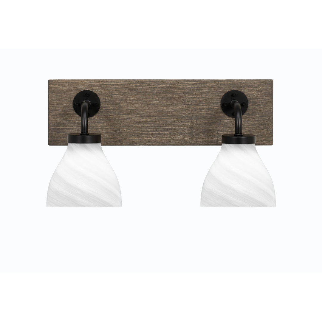 Toltec Oxbridge 1772-mbdw-4761 Bath Vanity Light 17 in. wide - Matte Black & Painted Distressed Wood-look