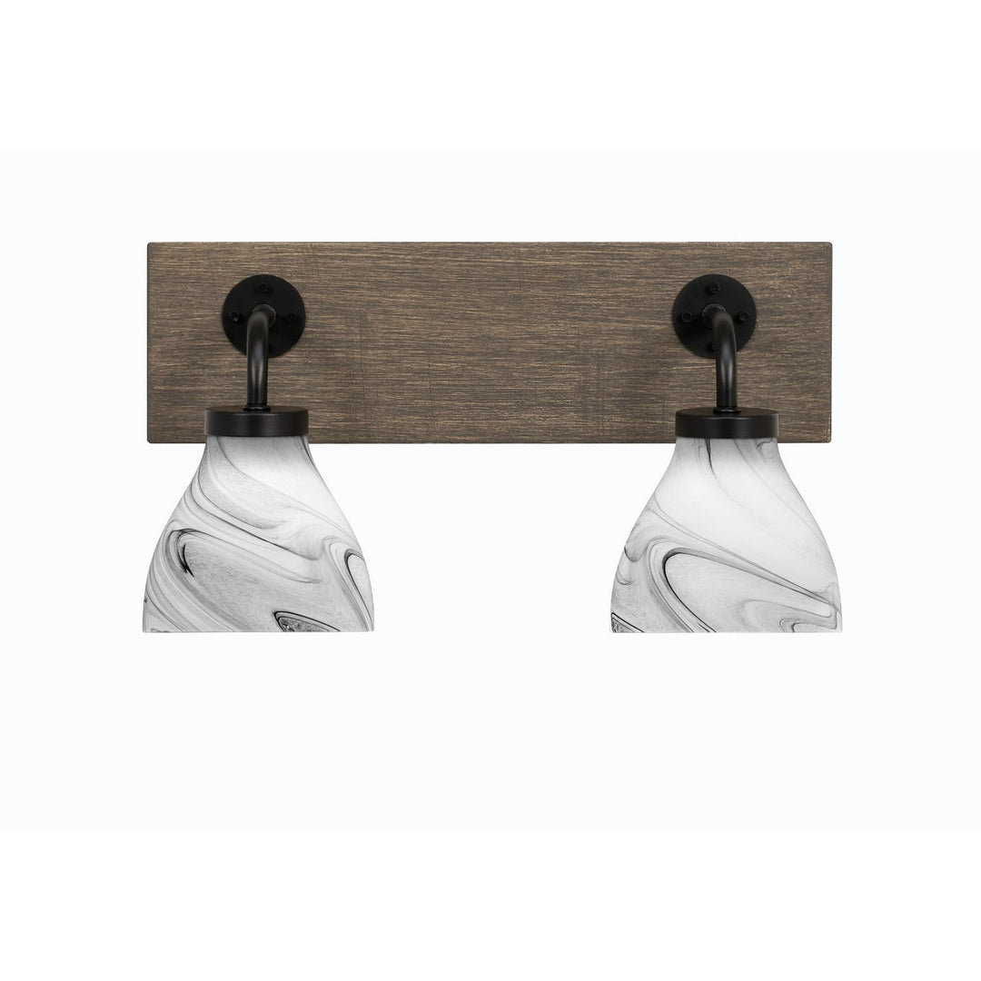 Toltec Oxbridge 1772-mbdw-4769 Bath Vanity Light 17 in. wide - Matte Black & Painted Distressed Wood-look