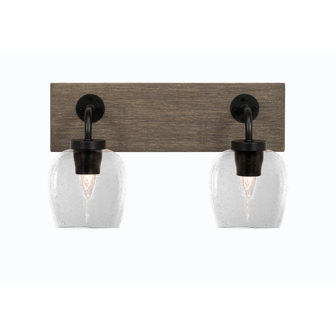 Toltec Oxbridge 1772-mbdw-4810 Bath Vanity Light 17 in. wide - Matte Black & Painted Distressed Wood-look