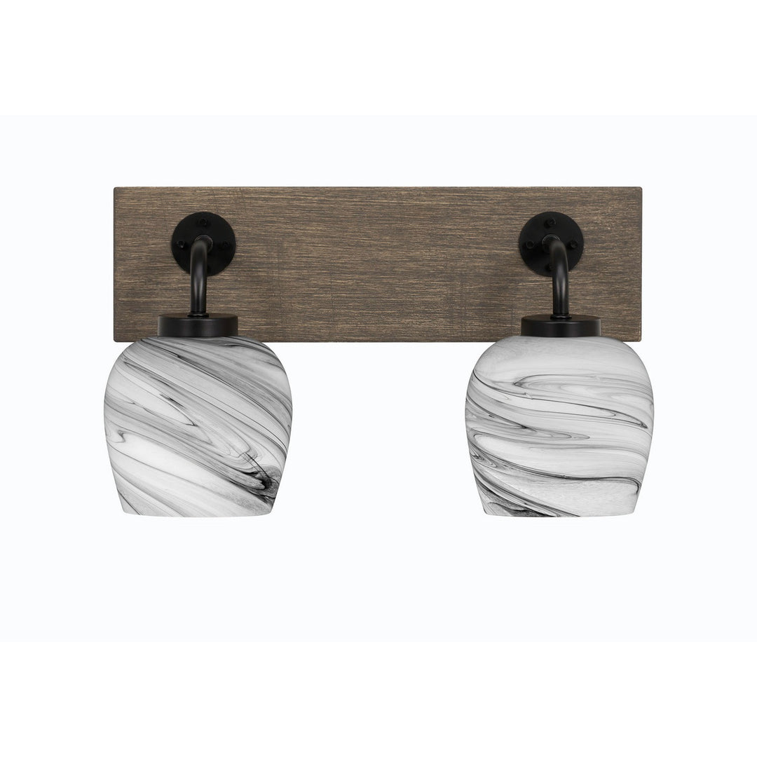 Toltec Oxbridge 1772-mbdw-4819 Bath Vanity Light 17 in. wide - Matte Black & Painted Distressed Wood-look