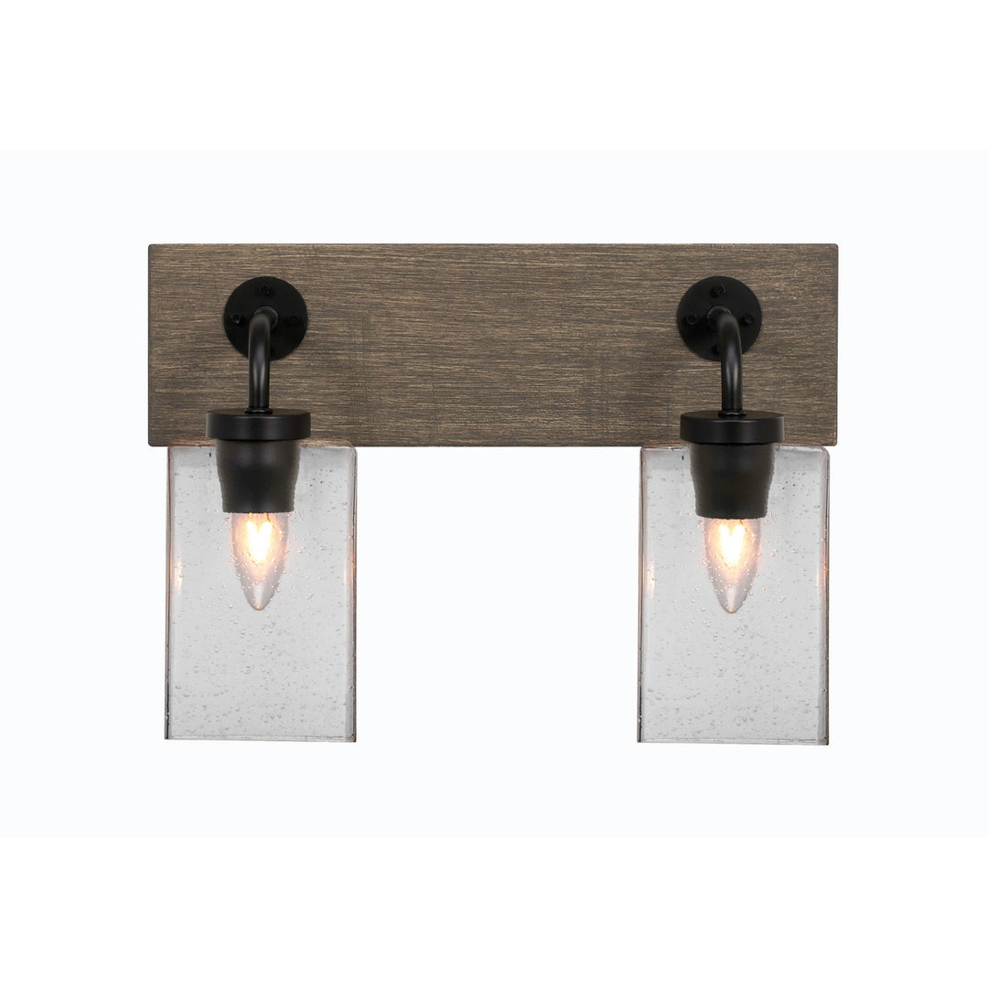 Toltec Oxbridge 1772-mbdw-530 Bath Vanity Light 16 in. wide - Matte Black & Painted Distressed Wood-look