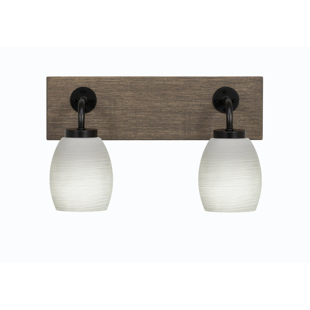 Toltec Oxbridge 1772-mbdw-615 Bath Vanity Light 16 in. wide - Matte Black & Painted Distressed Wood-look