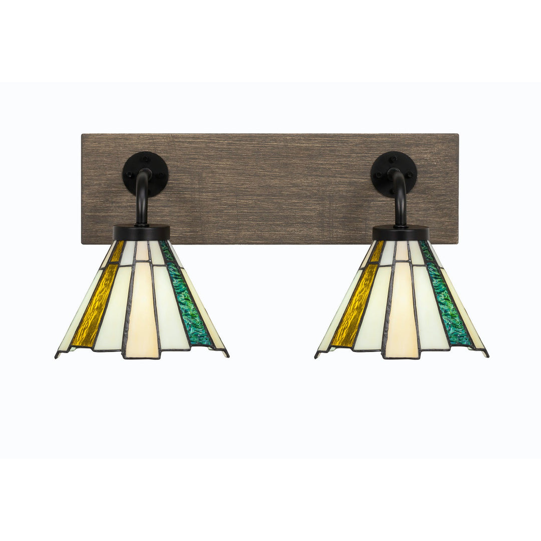 Toltec Oxbridge 1772-mbdw-9335 Bath Vanity Light 18 in. wide - Matte Black & Painted Distressed Wood-look