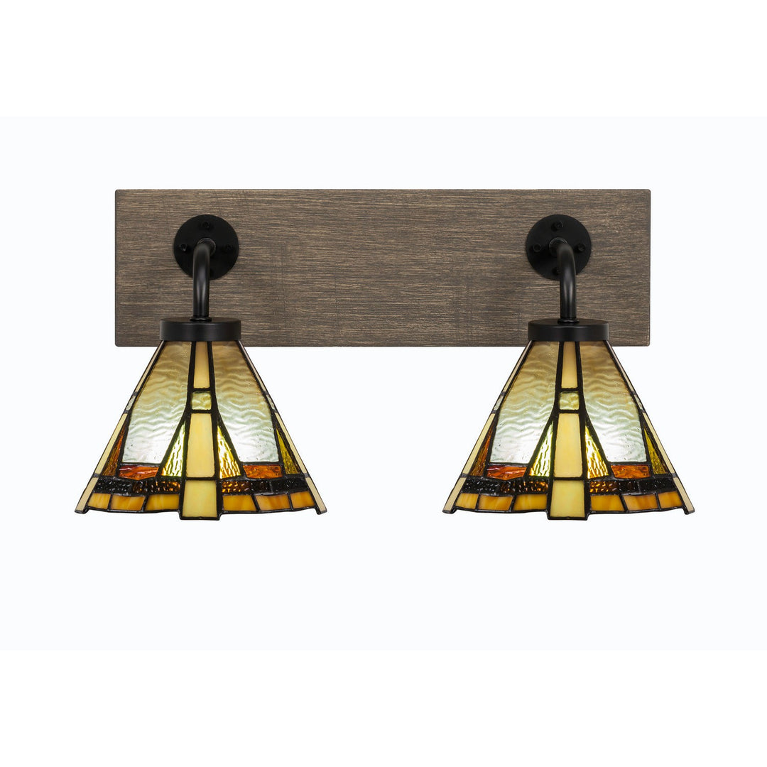 Toltec Oxbridge 1772-mbdw-9345 Bath Vanity Light 18 in. wide - Matte Black & Painted Distressed Wood-look