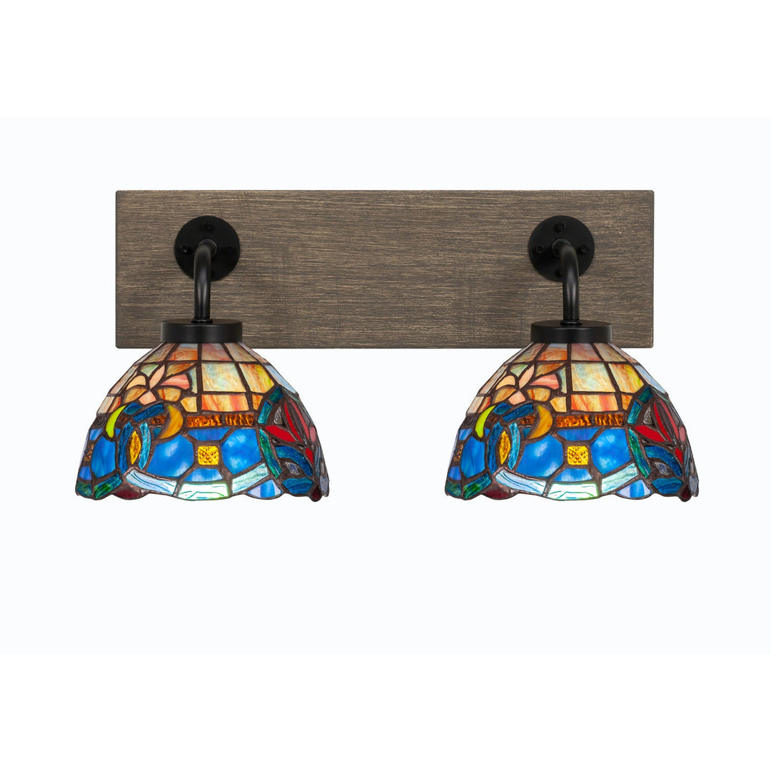 Toltec Oxbridge 1772-mbdw-9355 Bath Vanity Light 18 in. wide - Matte Black & Painted Distressed Wood-look