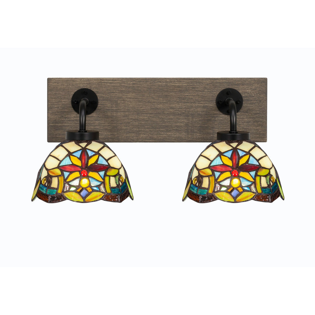 Toltec Oxbridge 1772-mbdw-9365 Bath Vanity Light 18 in. wide - Matte Black & Painted Distressed Wood-look