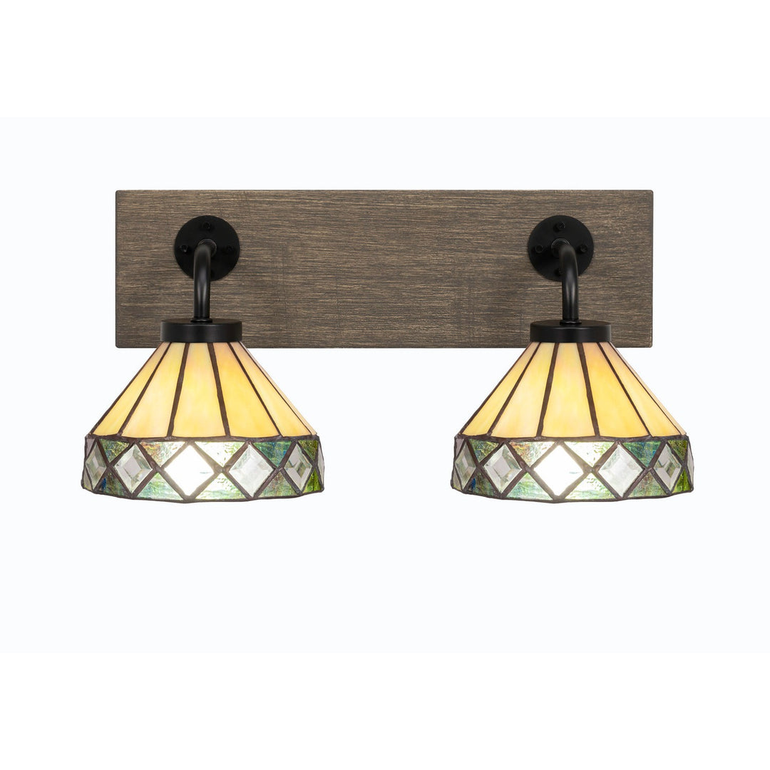 Toltec Oxbridge 1772-mbdw-9405 Bath Vanity Light 18 in. wide - Matte Black & Painted Distressed Wood-look