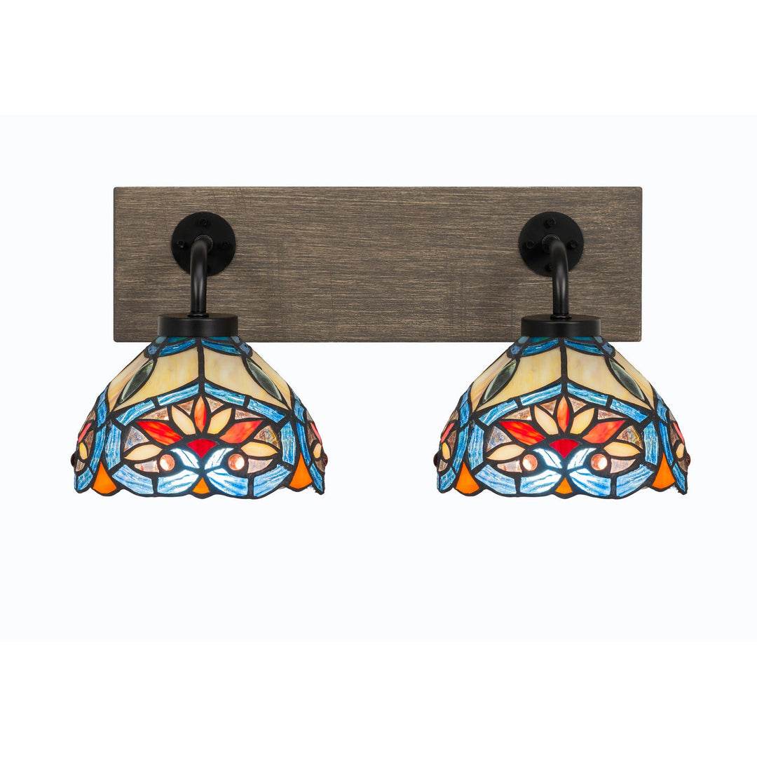 Toltec Oxbridge 1772-mbdw-9425 Bath Vanity Light 18 in. wide - Matte Black & Painted Distressed Wood-look