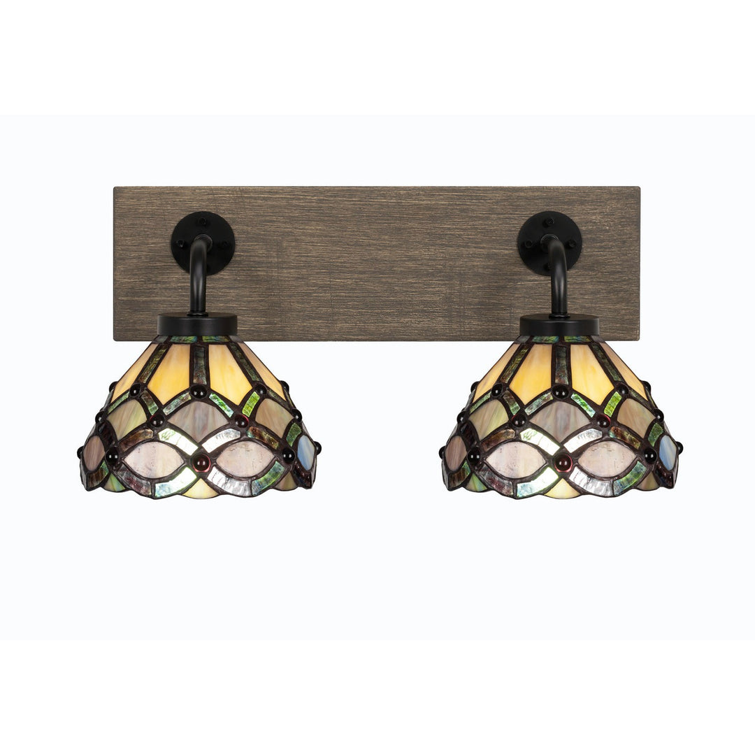 Toltec Oxbridge 1772-mbdw-9435 Bath Vanity Light 18 in. wide - Matte Black & Painted Distressed Wood-look