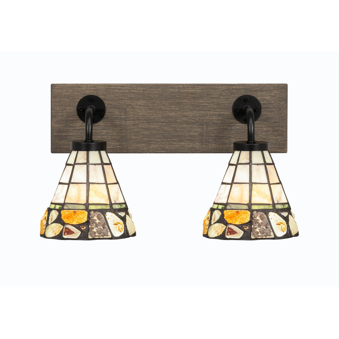 Toltec Oxbridge 1772-mbdw-9735 Bath Vanity Light 16 in. wide - Matte Black & Painted Distressed Wood-look