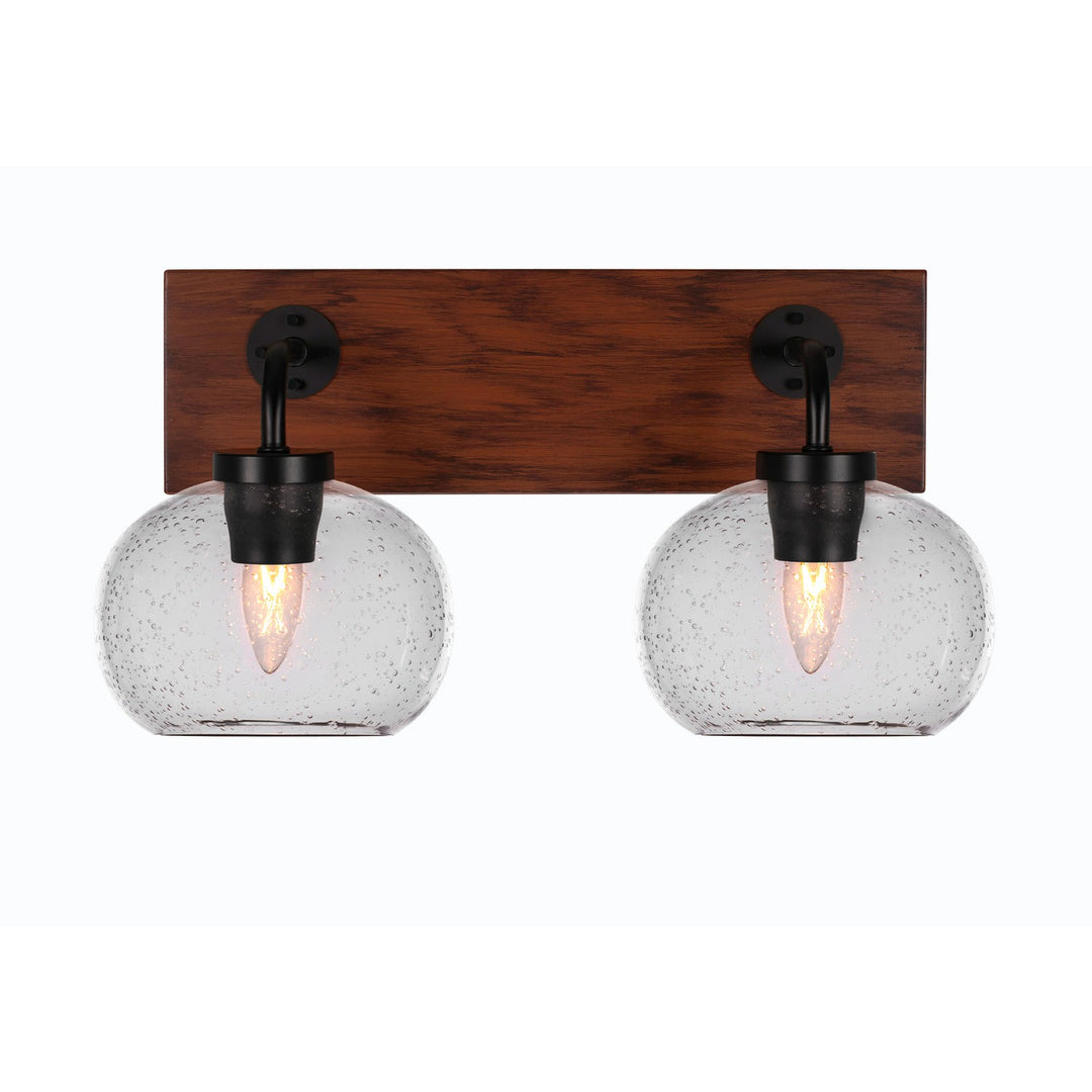 Toltec Oxbridge 1772-mbwg-202 Bath Vanity Light 18 in. wide - Matte Black & Painted Wood-look