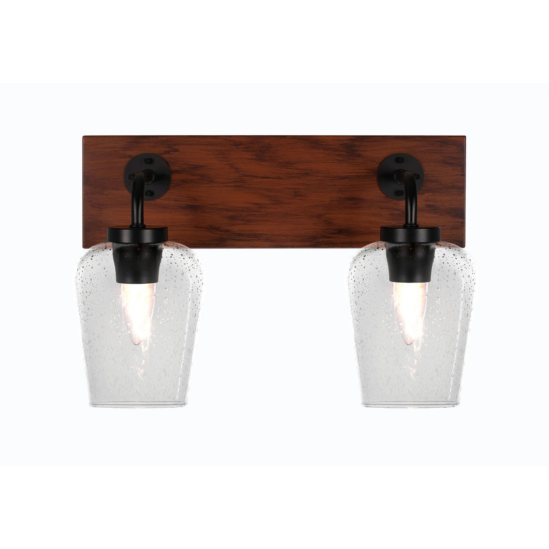 Toltec Oxbridge 1772-mbwg-210 Bath Vanity Light 16 in. wide - Matte Black & Painted Wood-look