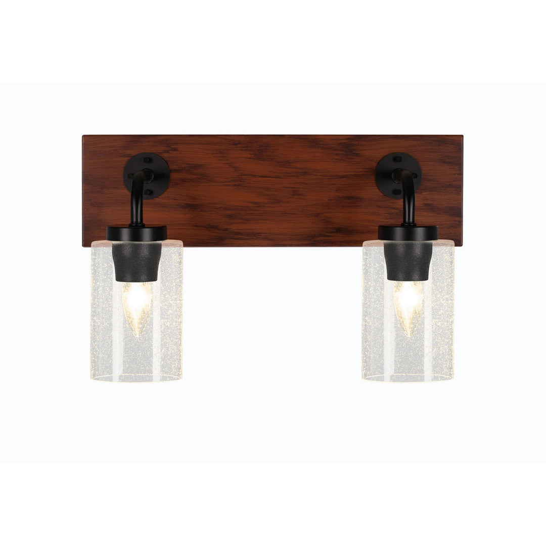 Toltec Oxbridge 1772-mbwg-300 Bath Vanity Light 16 in. wide - Matte Black & Painted Wood-look