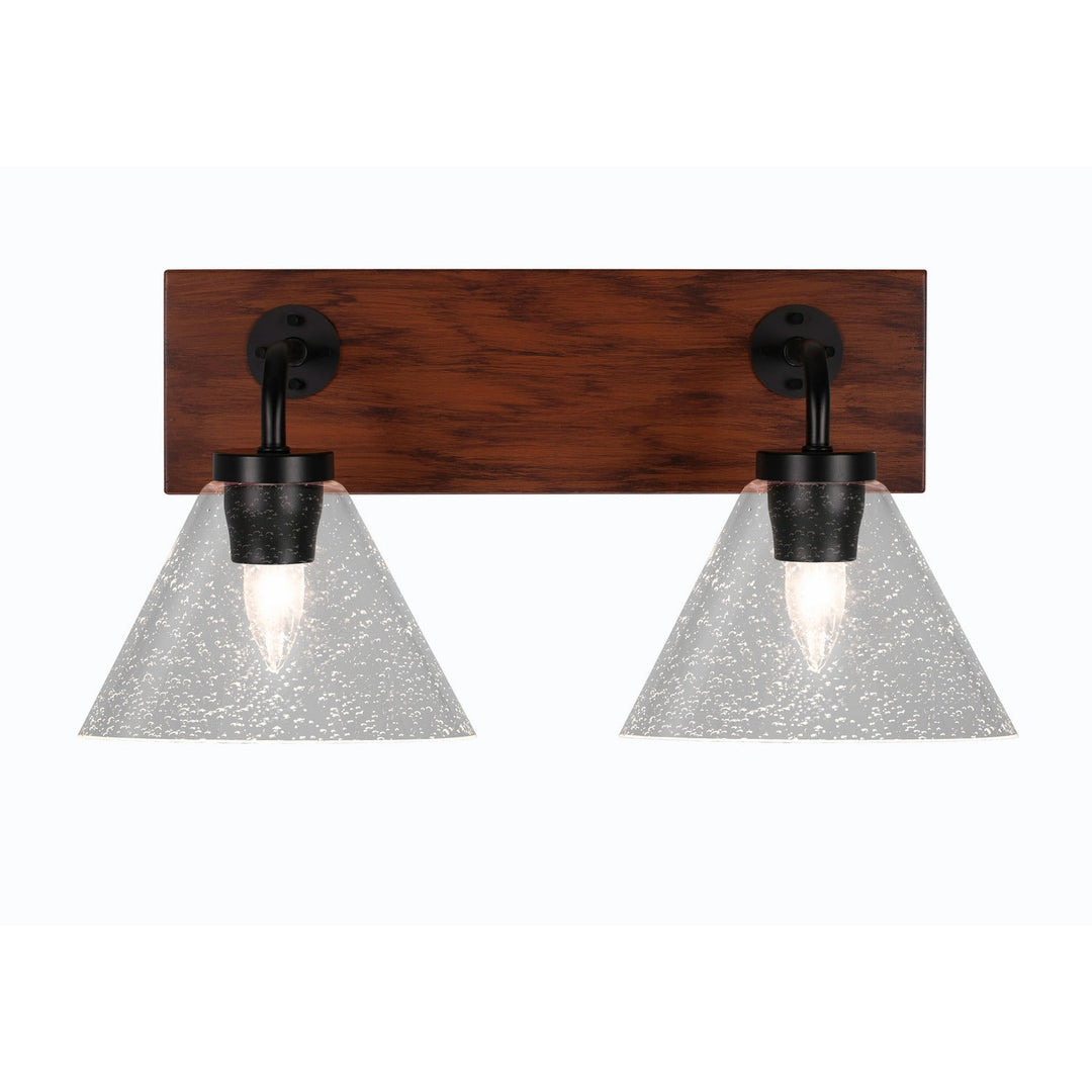 Toltec Oxbridge 1772-mbwg-302 Bath Vanity Light 18 in. wide - Matte Black & Painted Wood-look