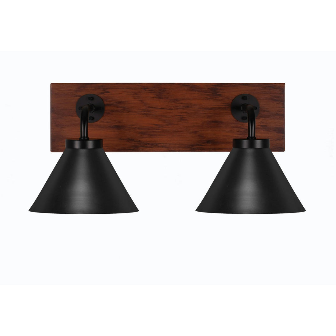 Toltec Oxbridge 1772-mbwg-421-mb Bath Vanity Light 18 in. wide - Matte Black & Painted Wood-look