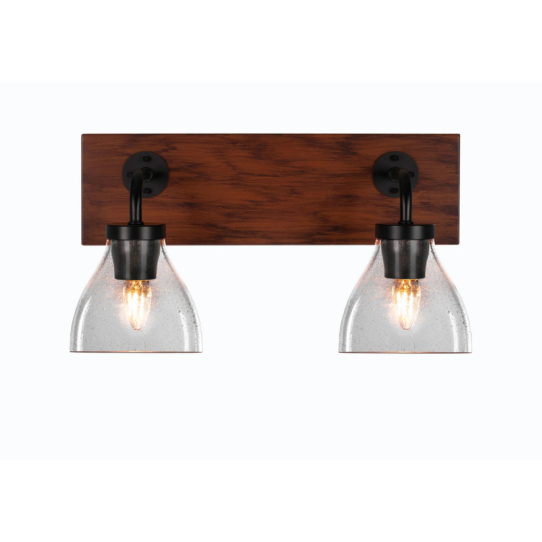 Toltec Oxbridge 1772-mbwg-4760 Bath Vanity Light 17 in. wide - Matte Black & Painted Wood-look