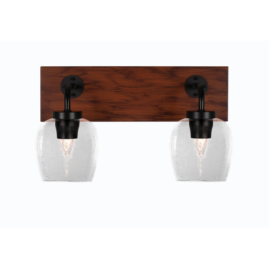 Toltec Oxbridge 1772-mbwg-4810 Bath Vanity Light 17 in. wide - Matte Black & Painted Wood-look