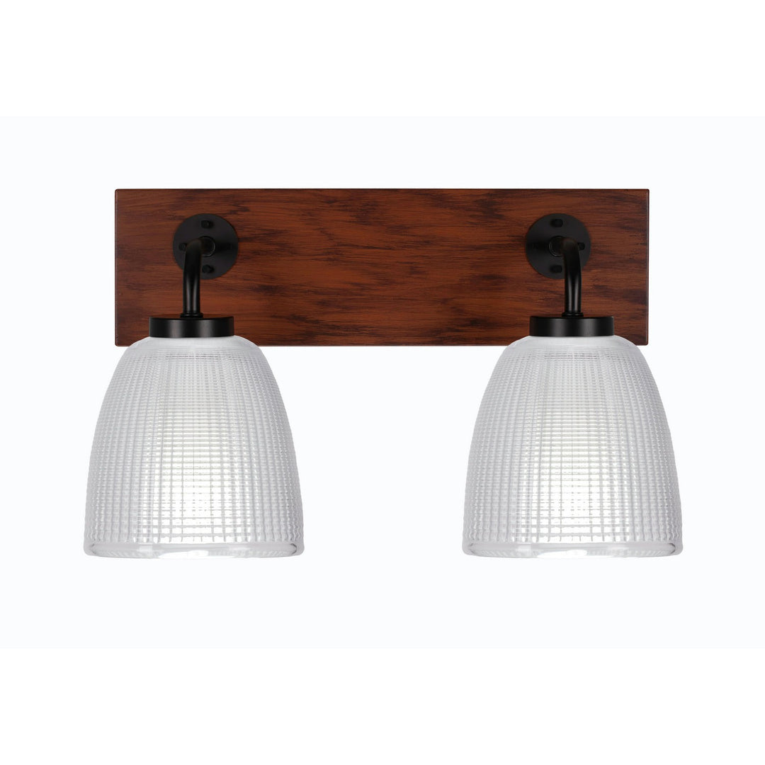 Toltec Oxbridge 1772-mbwg-500 Bath Vanity Light 16 in. wide - Matte Black & Painted Wood-look