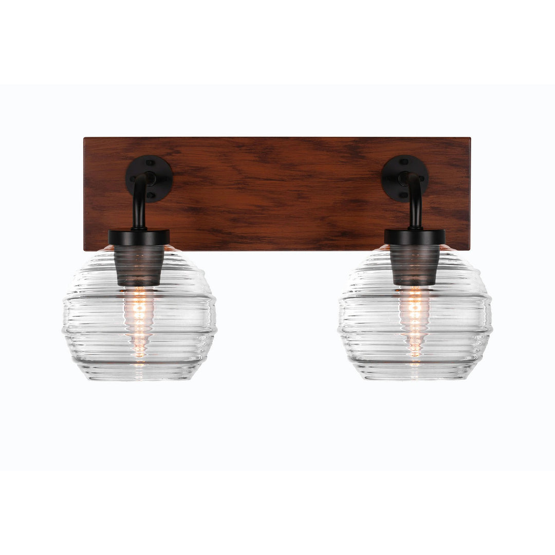 Toltec Oxbridge 1772-mbwg-5110 Bath Vanity Light 17 in. wide - Matte Black & Painted Wood-look