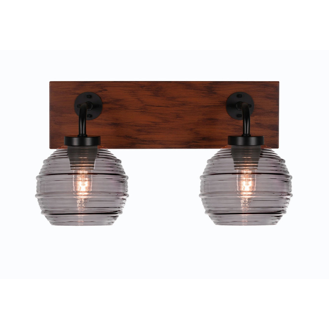 Toltec Oxbridge 1772-mbwg-5112 Bath Vanity Light 17 in. wide - Matte Black & Painted Wood-look