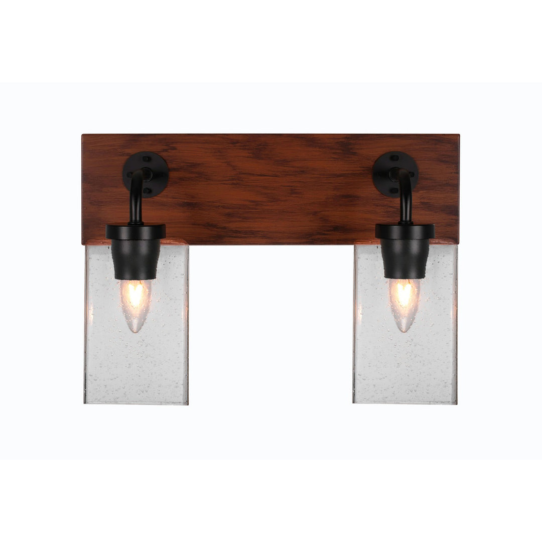 Toltec Oxbridge 1772-mbwg-530 Bath Vanity Light 16 in. wide - Matte Black & Painted Wood-look