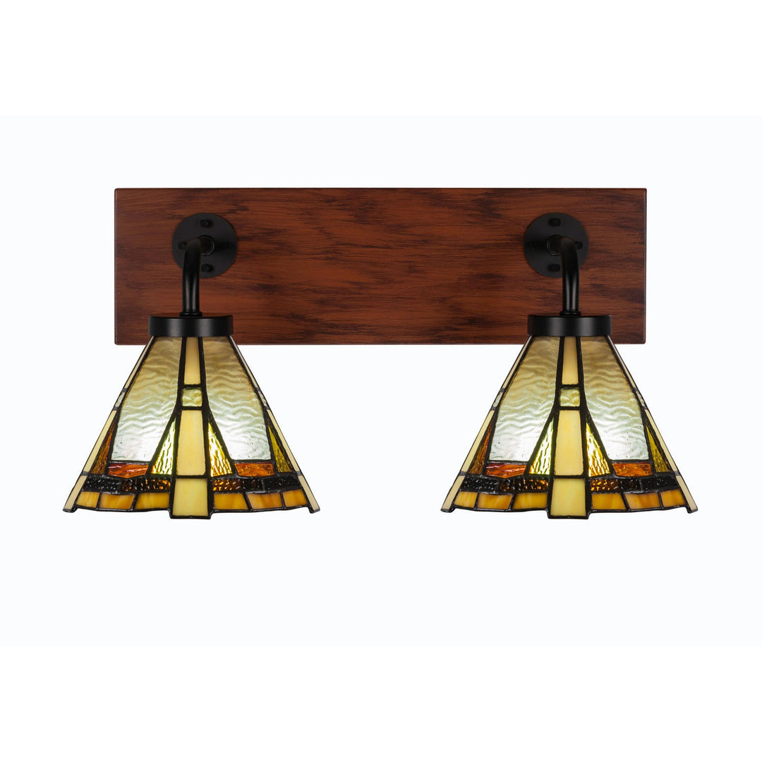 Toltec Oxbridge 1772-mbwg-9345 Bath Vanity Light 18 in. wide - Matte Black & Painted Wood-look