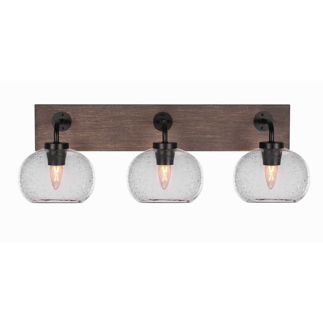 Toltec Oxbridge 1773-mbdw-202 Bath Vanity Light 28 in. wide - Matte Black & Painted Distressed Wood-look